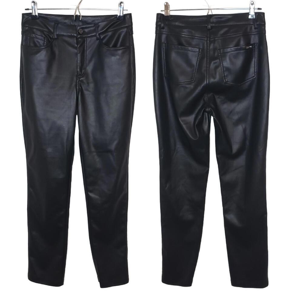 Joseph Ribkoff Women's 6 Black Faux Leather Tapered Leg Pants (1772)